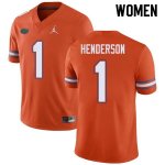 Women's Florida Gators #1 CJ Henderson NCAA Jordan Brand Orange Authentic Stitched College Football Jersey IQK5862QF